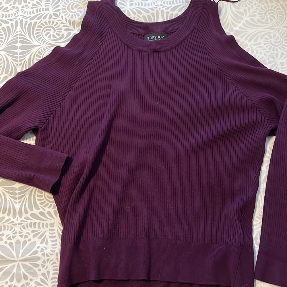TopShop burgundy color sweater with cold shoulder / size 8